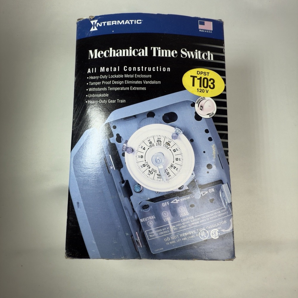 Intermatic T103 Mechanical Time Switch‎ 24-Hour Timer, DPST, 120V